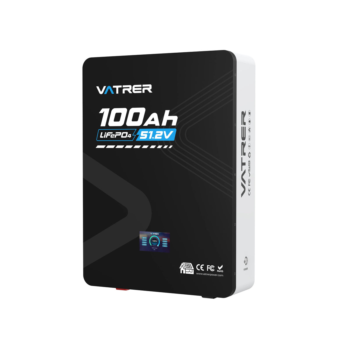 Vatrer 51.2V 100Ah Wall-Mounted LiFePO4 Lithium Deep Cycle Battery, 6000+ Deep Cycles, Built-in 100A BMS, Power Wall Solution & Home Energy Backup 11