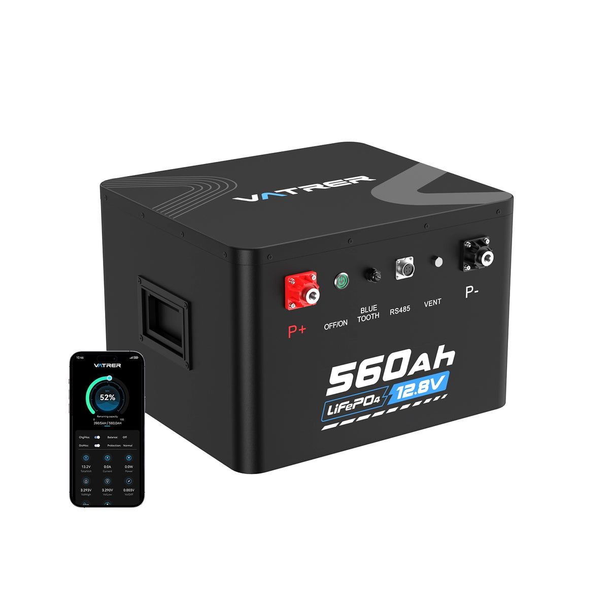 Vatrer 12V 560Ah Self-heating Lithium RV Battery, 7168Wh 300A BMS Heated Battery 11