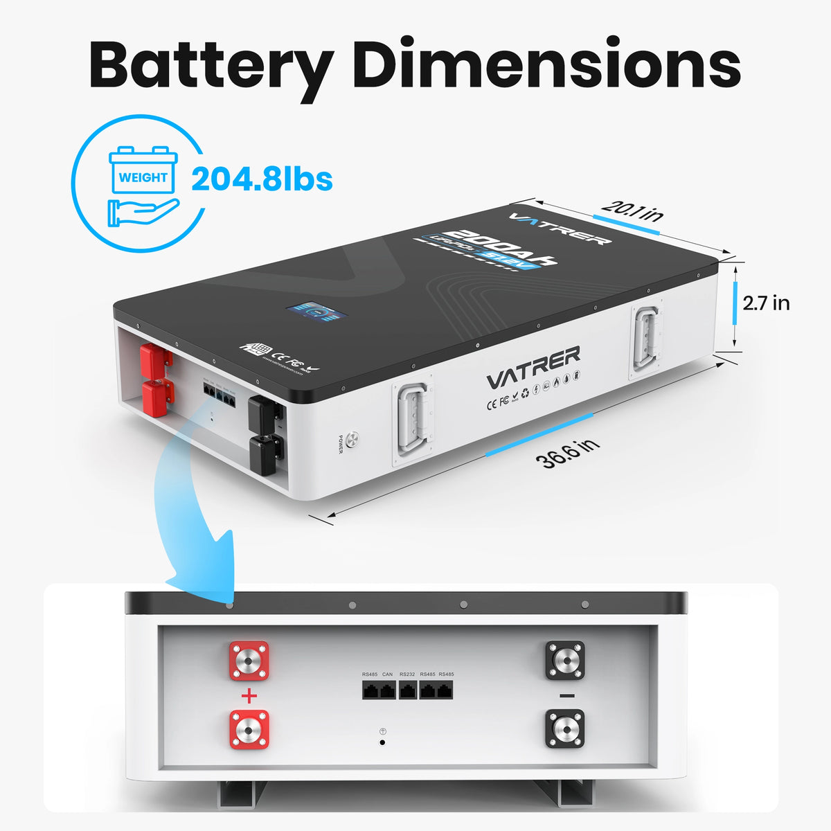 Vatrer 51.2V 200Ah Wall-Mounted Lithium Battery, Power Wall Solution & Home Energy Backup 11