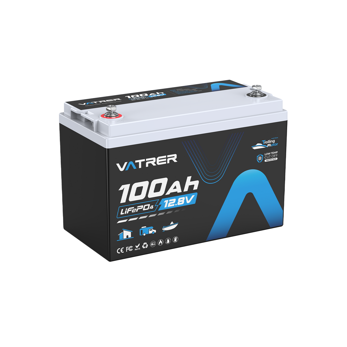 Vatrer 12V 100Ah 150A BMS LiFePO4 Battery for Trolling Motors 11