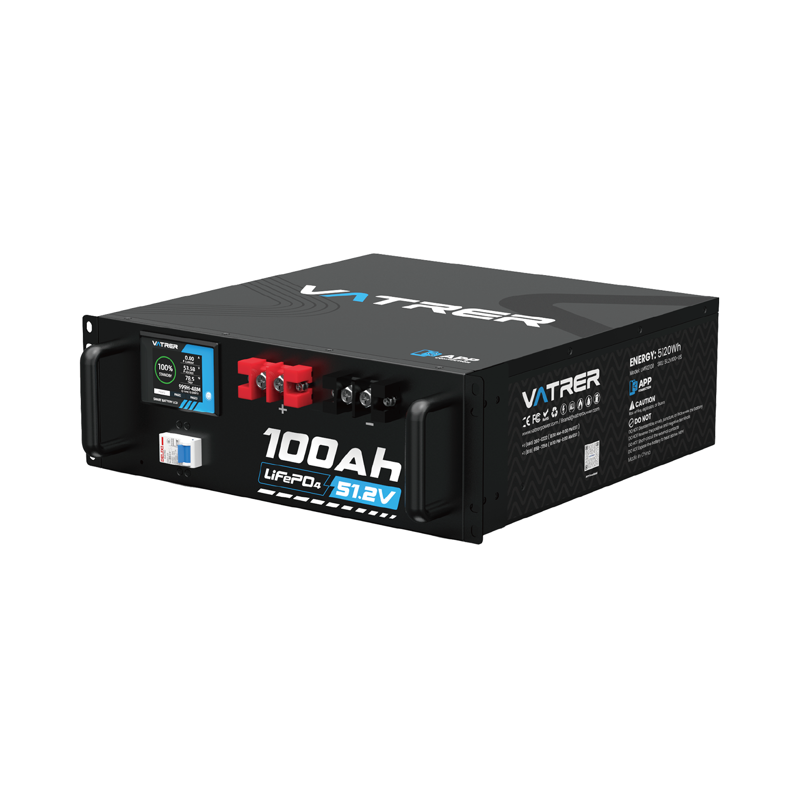 Vatrer 48V (51.2V) 100Ah Server Rack Lithium Battery