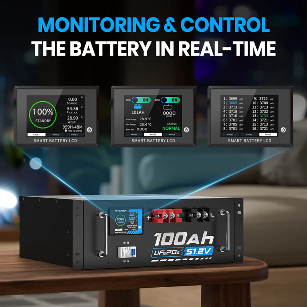 Vatrer 48V 100Ah Server Rack Battery Real-time Monitring