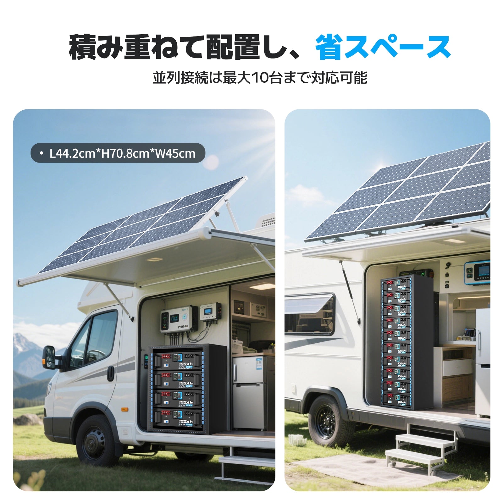 Vatrer 48V(51.2V) 100Ah 自己発熱型リチウム太陽電池 最大負荷電力 5120W JP 13