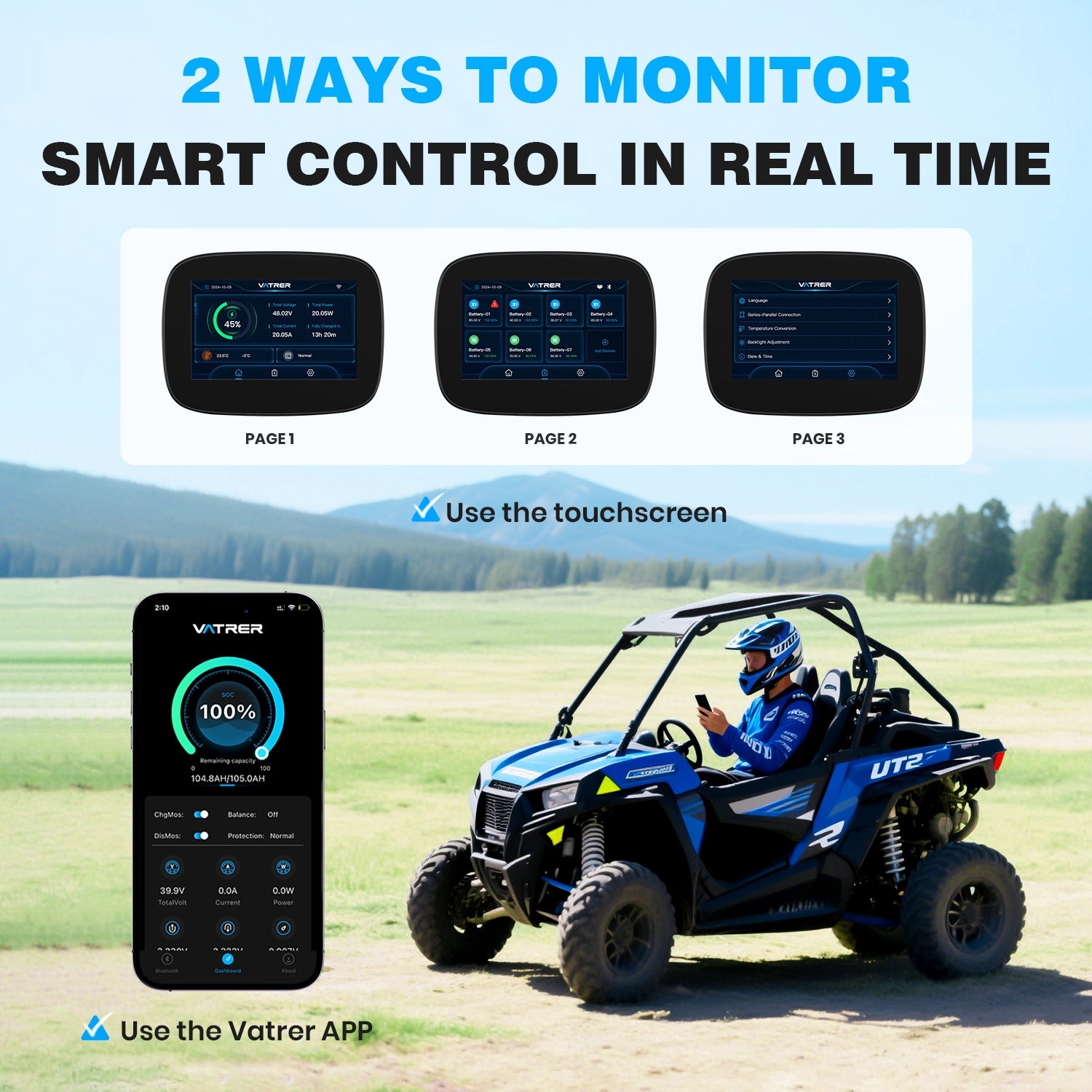 Vatrer 48 Volt 105Ah Lithium Battery for UTV/ATV/Golf Cart, Upgraded 300A BMS, Max 15.36kW Power Output 12