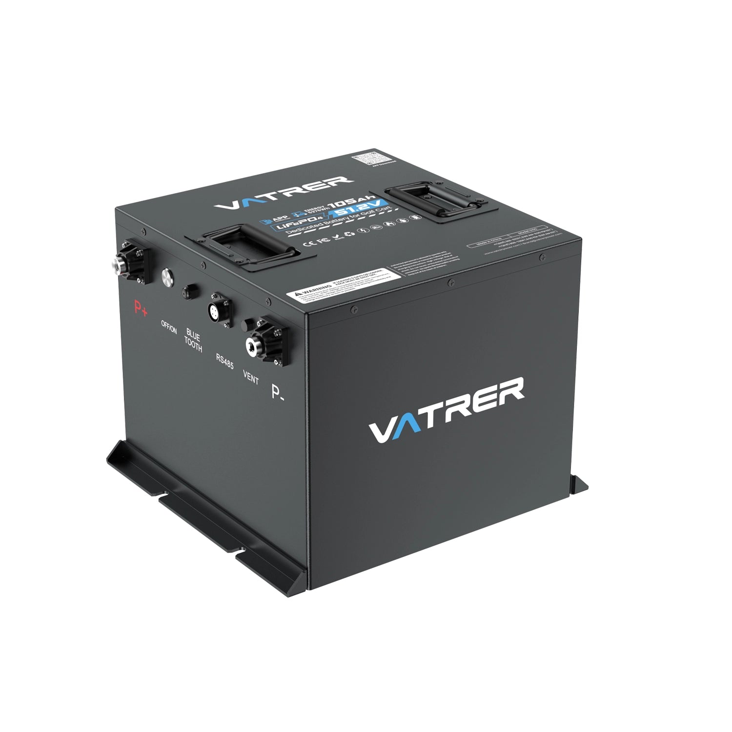 Vatrer 48V 105Ah Mini Lithium Golf Cart Battery, Built-in 200A BMS Max 10.24kW Output Power 12