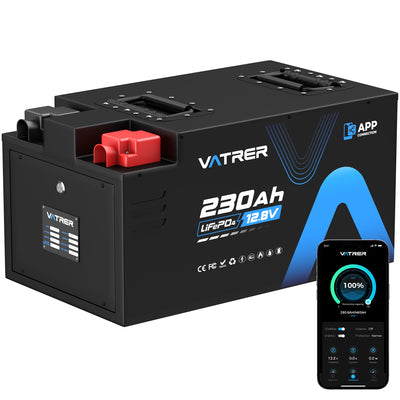 Vatrer 12V 230AH RV Battery Bluetooth Version, 200A BMS, Low Temp Cutoff, LiFePO4 Chemistry EU