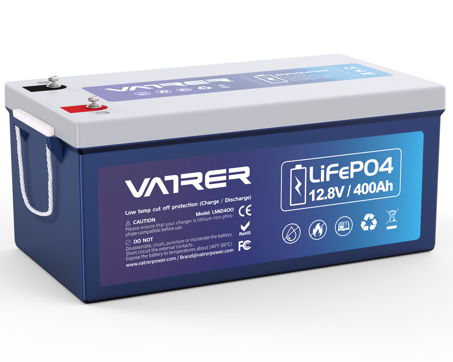 Vatrer 12V 100AH ​​LiFePO4-Lithiumbatterie mit APP-Überwachung und  Selbsterwärmung – Bluetooth-Version