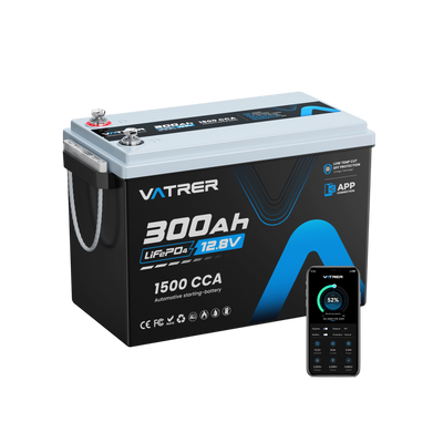 Vatrer 12V 300Ah Bluetooth Battery