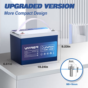Vatrer 12V 100Ah(Group 24) Low Temp Cutoff LiFePO4 Battery with Bluetooth CA 8