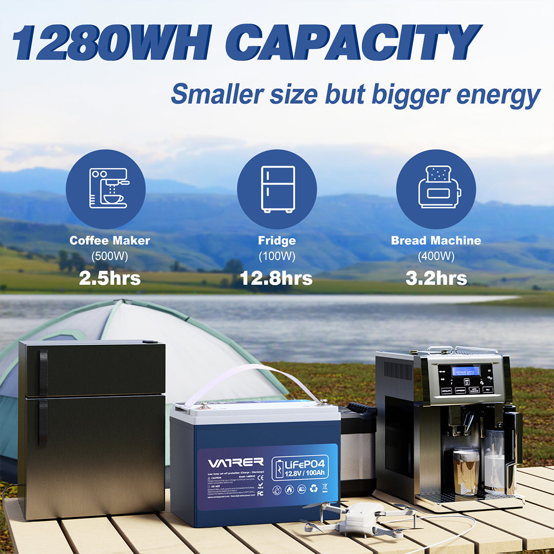 Vatrer 12V 100Ah(Group 24) Low Temp Cutoff LiFePO4 Battery with Bluetooth CA 8