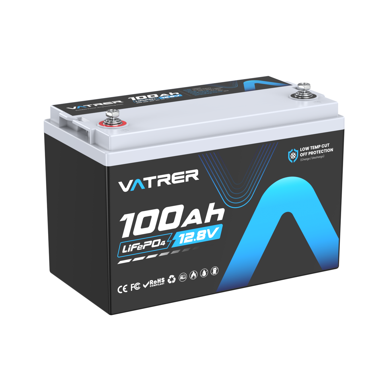 VATRER POWER LiFePO4 12V 100AH Group 24*2 lithiumbatteri Lav Temp Cut-Off med 100A BMS 5000 dybt cyklus dybt cyklus lithiumbatteri 1280 W 10 års levetid for autocamper, camping, solenergi hjemmeudstyr VATRER POWER LiFePO4 12V 100AH Group 24*2 lithiumbatteri Lav Temp Cut-Off med 100A BMS 5000 dybt cyklus dybt cyklus lithiumbatteri 1280 W 10 års levetid for autocamper, camping, solenergi hjemmeudstyr