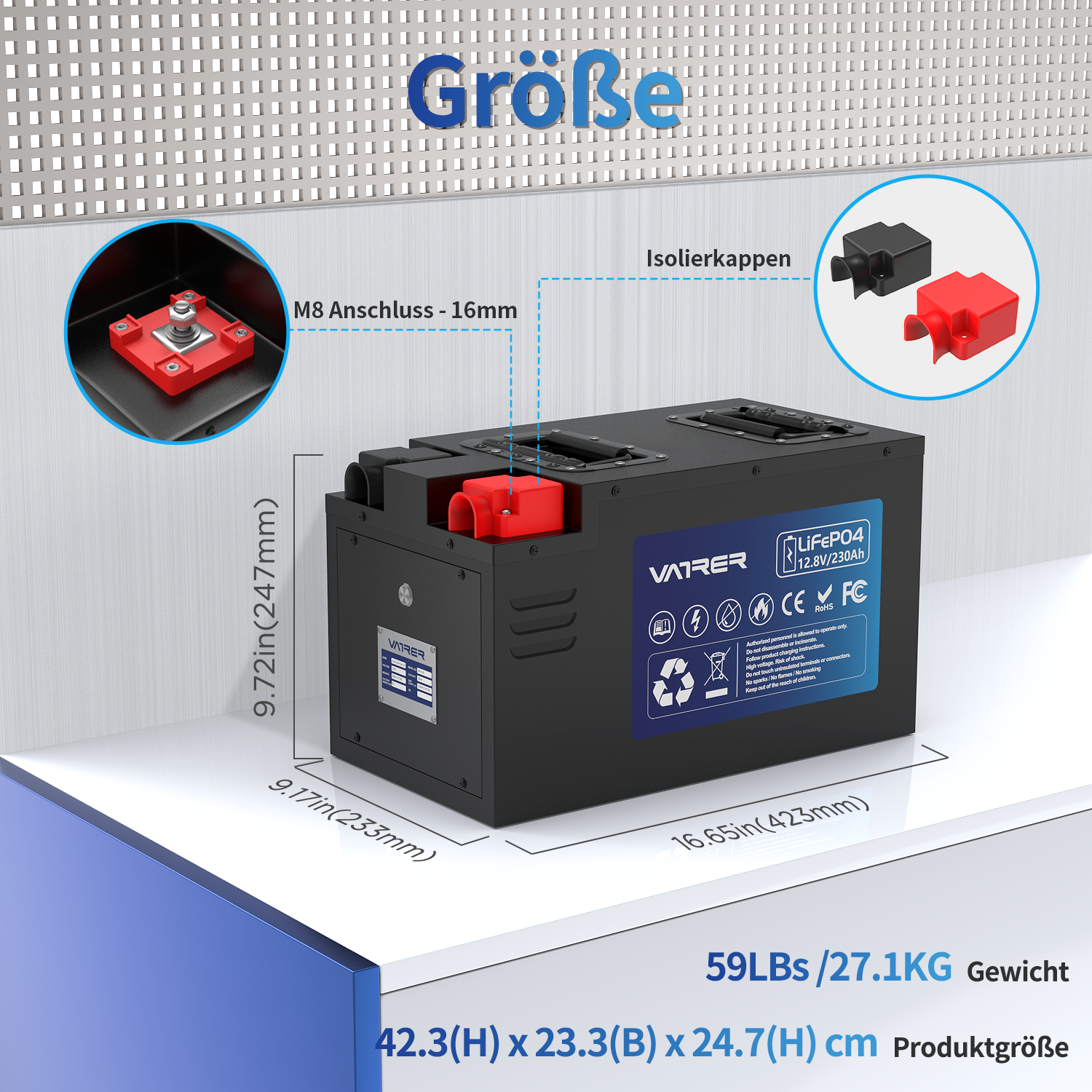 Vatrer 12V 230AH RV Battery Bluetooth Version, 200A BMS, Low Temp Cutoff, LiFePO4 Chemistry EU 12