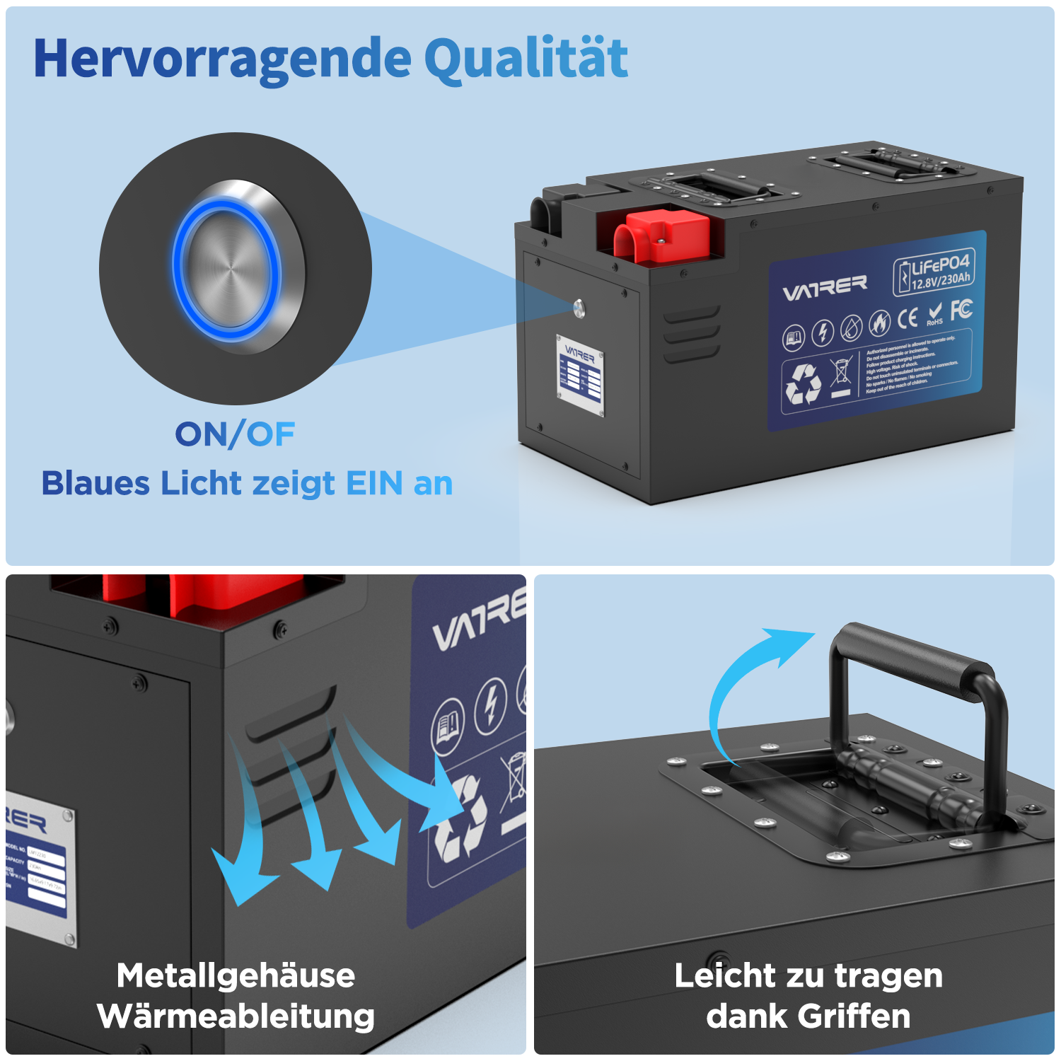Vatrer 12V 230AH RV Battery Bluetooth Version, 200A BMS, Low Temp Cutoff, LiFePO4 Chemistry EU 12