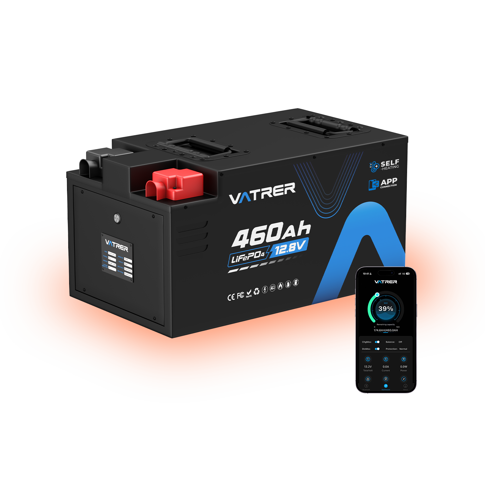 12V 460Ah RVs self-heating Bluetooth lithium battery 13