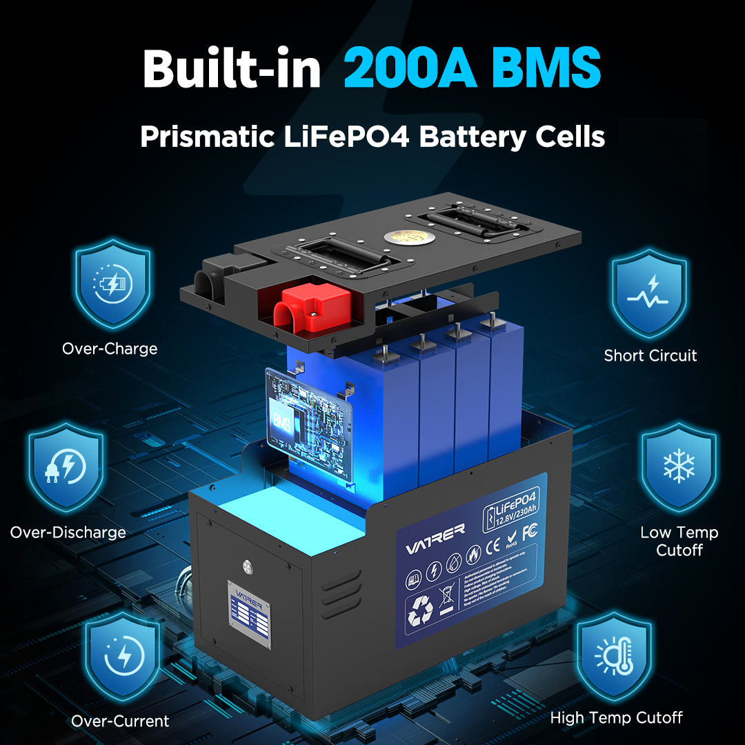 Vatrer 12V 230AH 200A BMS Low Temp Cutoff LiFePO4 RV Battery Bluetooth Version