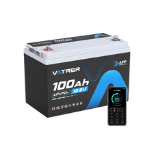 Vatrer 12V 100Ah Bluetooth LiFePO4 Lithium Battery with Low Temp Cutoff EU