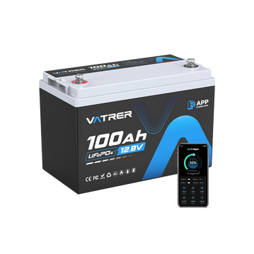 Vatrer 12V 100Ah Bluetooth LiFePO4 Lithium Battery with Low Temp Cutoff EU