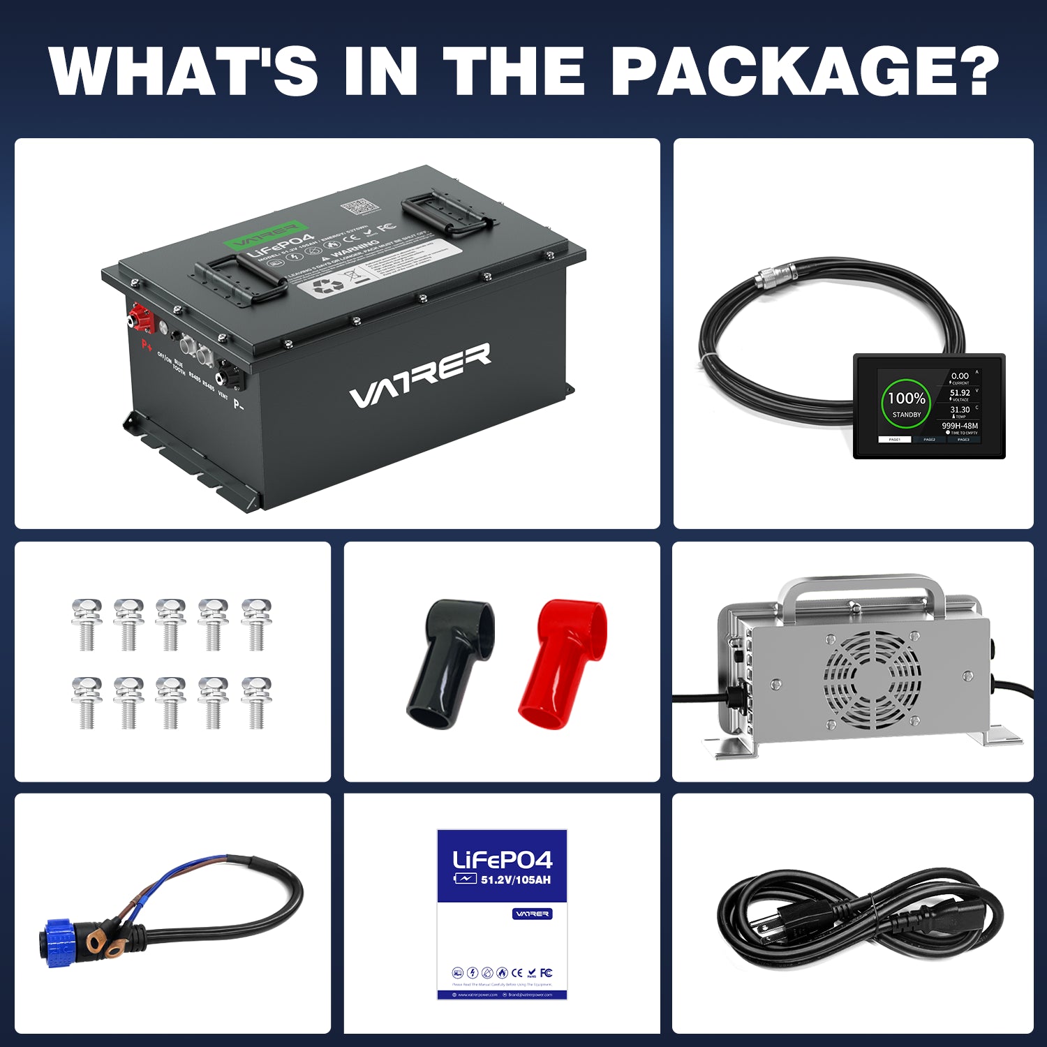 Vatrer 48V 105Ah Lithium Self-heating Golf Cart Battery Conversion Kit