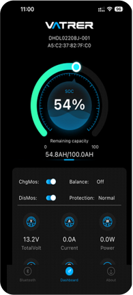 Once connected, you can view battery data in real time.