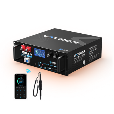Vatrer 48V 100Ah heated LiFePO4 battery with mobile app monitoring