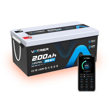 Vatrer 24V 200Ah LiFePO4 battery with Bluetooth app monitoring