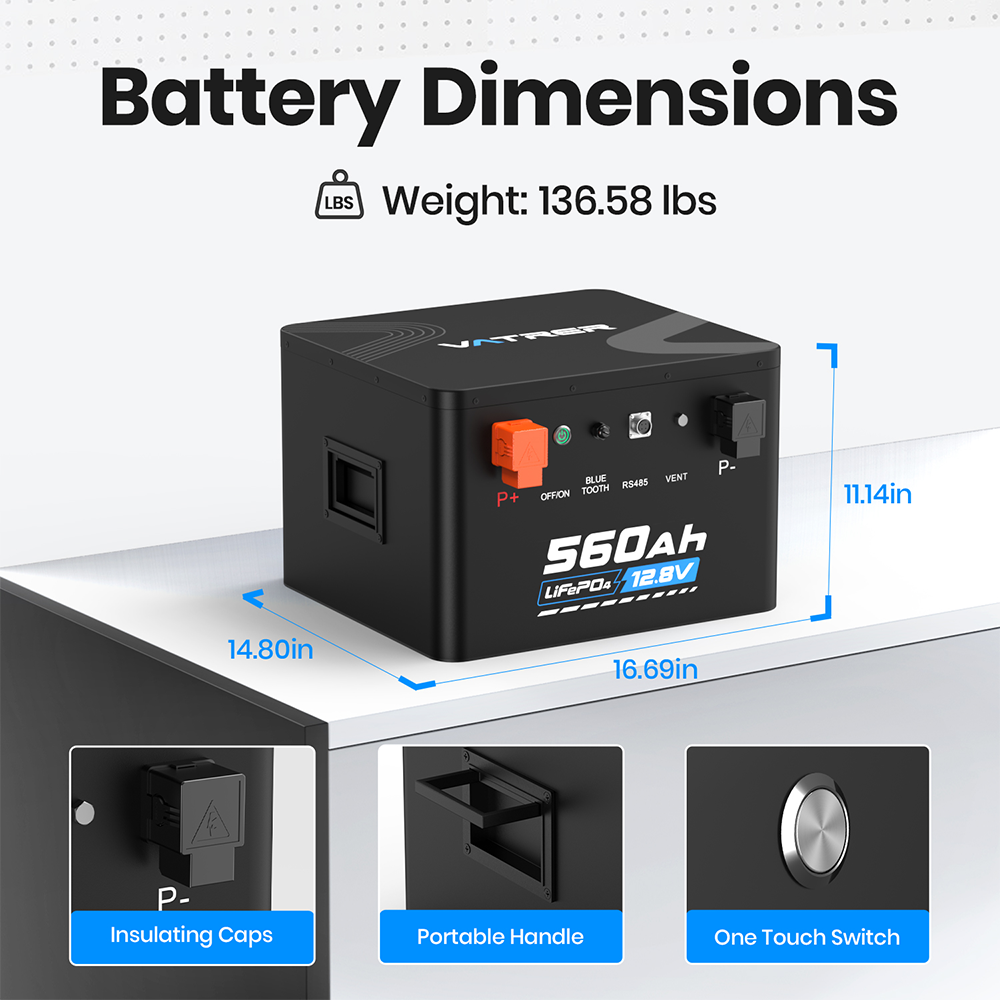 Vatrer 12V 560Ah Lithium RV Battery Dimensions