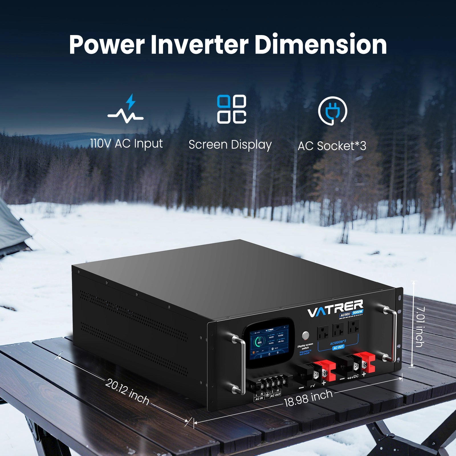 Vatrer 5000W Solar Inverter Dimension
