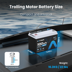 Vatrer 12V 100Ah Lithium Marine Trolling Motor Battery Size