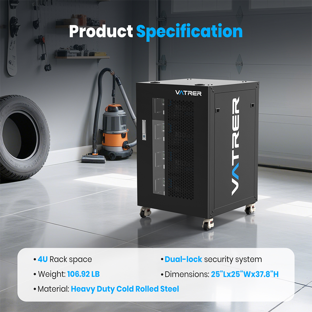 Vatrer Server Rack Battery Cabinet 4U 4-Layer Sepcification