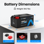Vatrer 12V 460Ah Bluetooth RV Lithium Battery Size