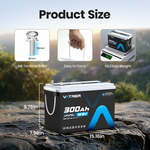 Vatrer 12V 300Ah Deep Cycle Lithium Battery Size