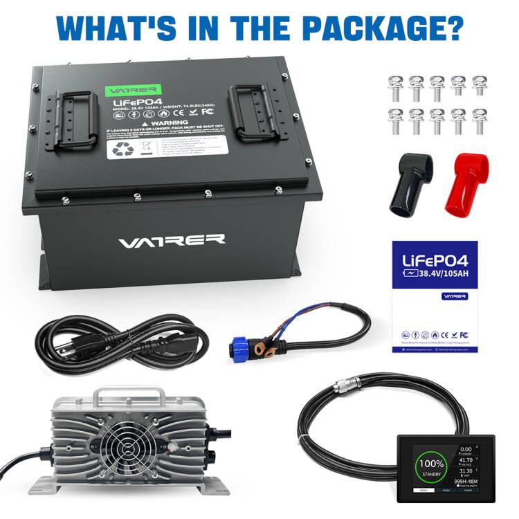 Vatrer 36V 105AH LiFePO4 Golf Cart Battery, Built-in 200A BMS, 4000+  Cycles, Max 7.68kW Power Output Rechargeable Lithium Battery