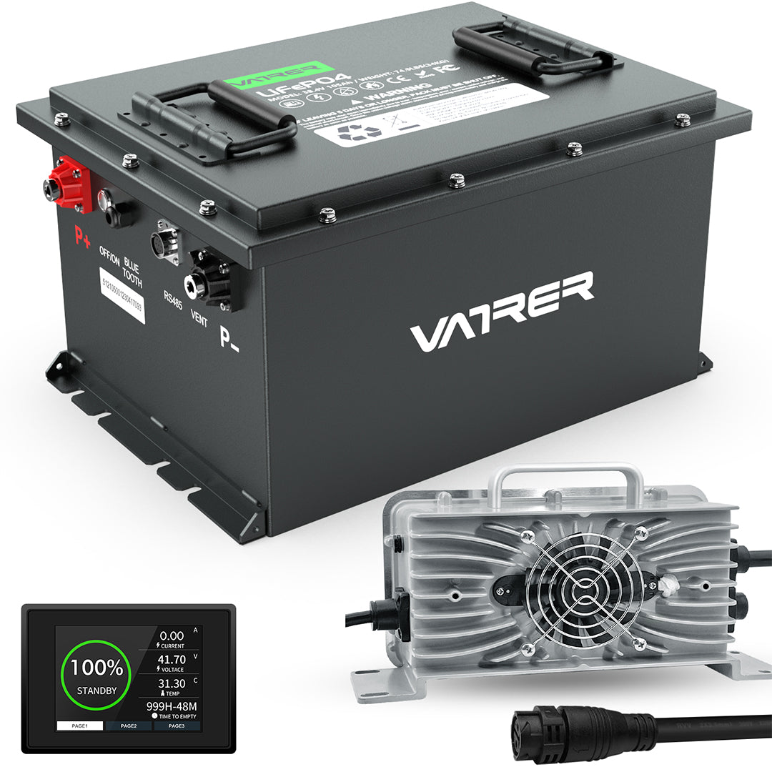 Vatrer 36V 105AH LiFePO4 Golf Cart Battery, Built-in 200A BMS, 4000+  C-Vatrer