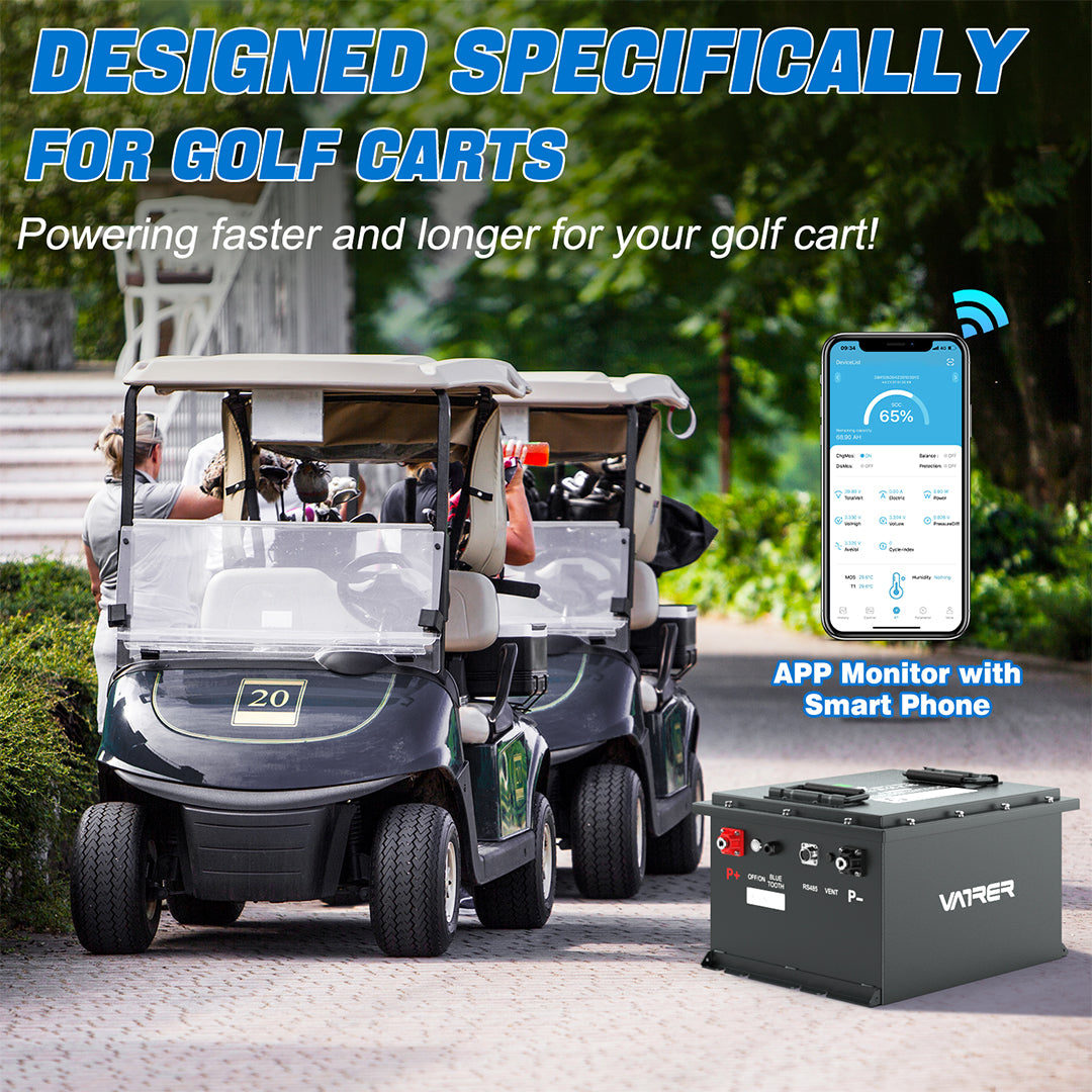 CHINS Bluetooth LiFePO4 Smart 36V 100AH Lithium Iron Battery for Golf Carts  