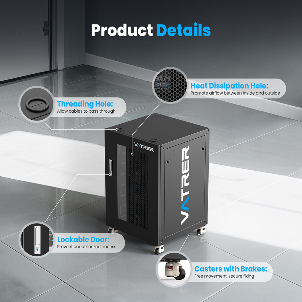 Vatrer Server Rack Battery Cabinet 4U 4-Layer Design