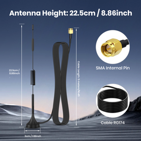 Dual Band WiFi 2.4/5.8GHz 18dBi SMA Antenna Suction Cup Antenna Bluetooth Signal Booster with 5Meters Cable for Vatrer Golf Cart Battery 8