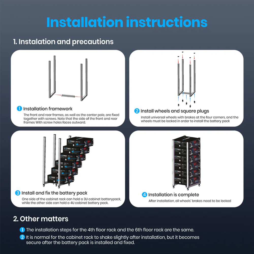 Vatrer Batteries Six-unit Server Rack Installation Instructions