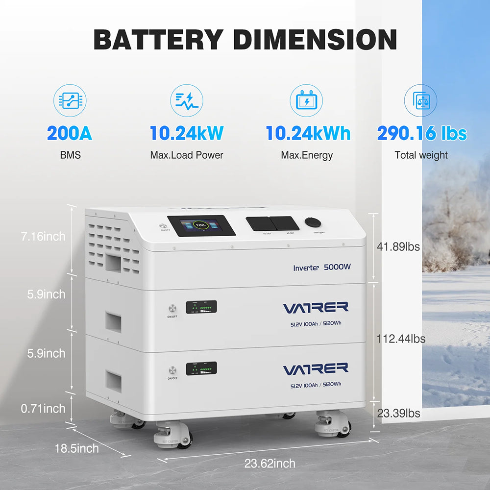 Vatrer 48V 100Ah Modular All-In-One battery Dimension