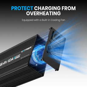 Vatrer 48V Lithium Battery Charger, 58.4V 10A AC-DC LiFePO4 Smart Battery Charger CA 8