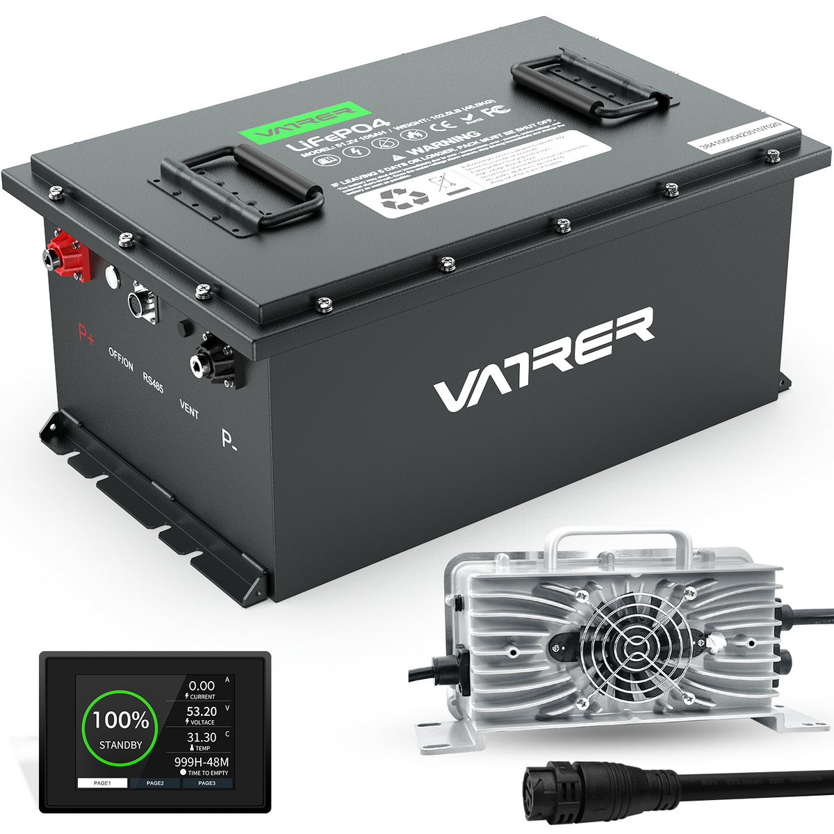 Vatrer 48V 105AH リチウム ゴルフ カート バッテリー、200A BMS、4000+ サイクル LiFePO4 バッテリー、最大 10.24kW 電力 JP  11