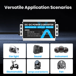 Vatrer 48V/72V to 12V Golf Cart Power Converter, 25A/335W DC to DC Voltage Reducer 8
