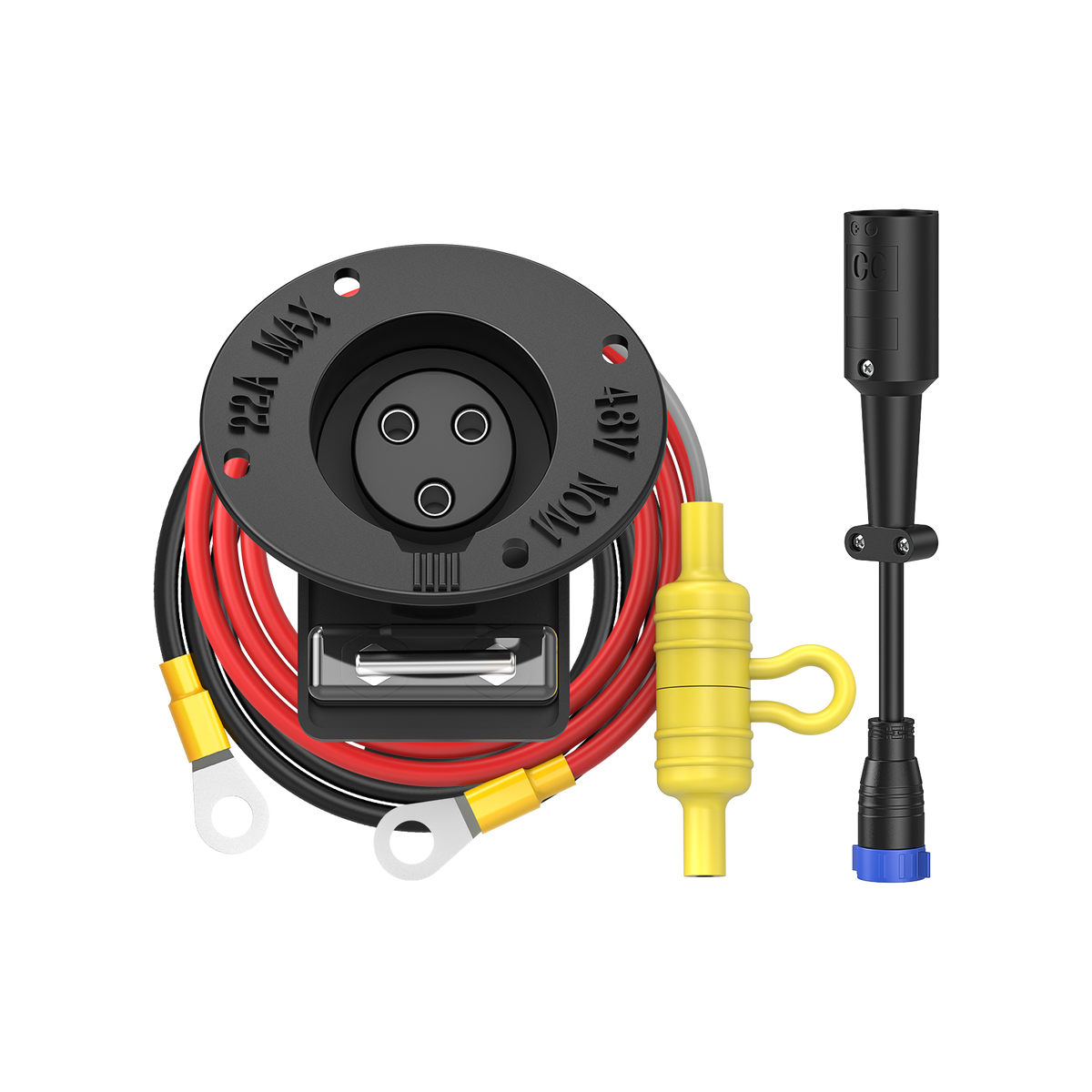 48V Golf Cart Charger Receptacle Charger Plug Charging Port with Fuse & Handle Plug for Club Car DS 1995-UP (Includes Positive and Negative M8 Terminals) 11