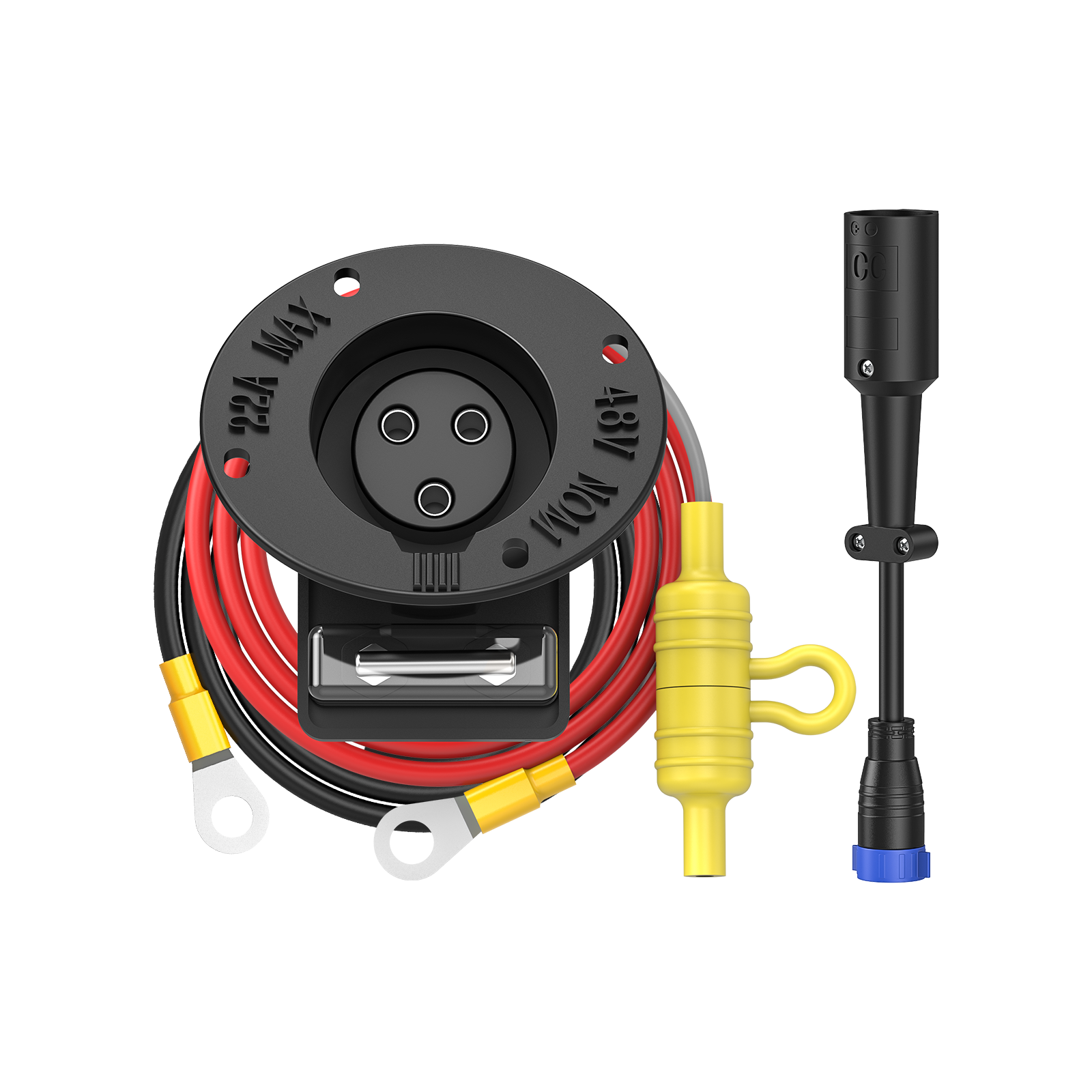 48V Golf Cart Charger Receptacle Charger Plug Charging Port with Fuse & Handle Plug for Club Car DS 1995-UP (Includes Positive and Negative M8 Terminals) 13