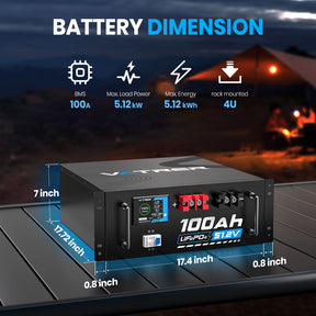 <tc>Vatrer</tc> 51,2 V 100 Ah LiFePO4 Lithium-Solarbatterie, integriertes 100 A BMS, max. 5120 W Ladeleistung, Bluetooth-Version 8