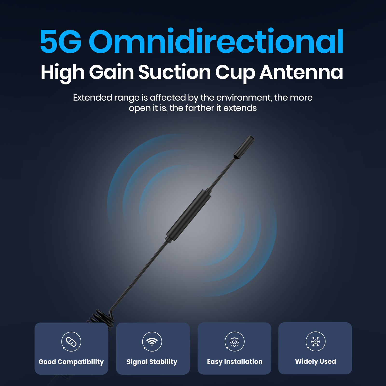Dual Band WiFi 2.4/5.8GHz 18dBi SMA Antenna Suction Cup Antenna Bluetooth Signal Booster with 5Meters Cable for Vatrer Golf Cart Battery 13