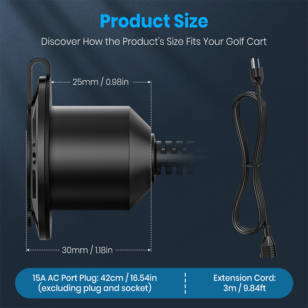 Vatrer 125V 15A AC Battery Port Plug Extension Cord Size
