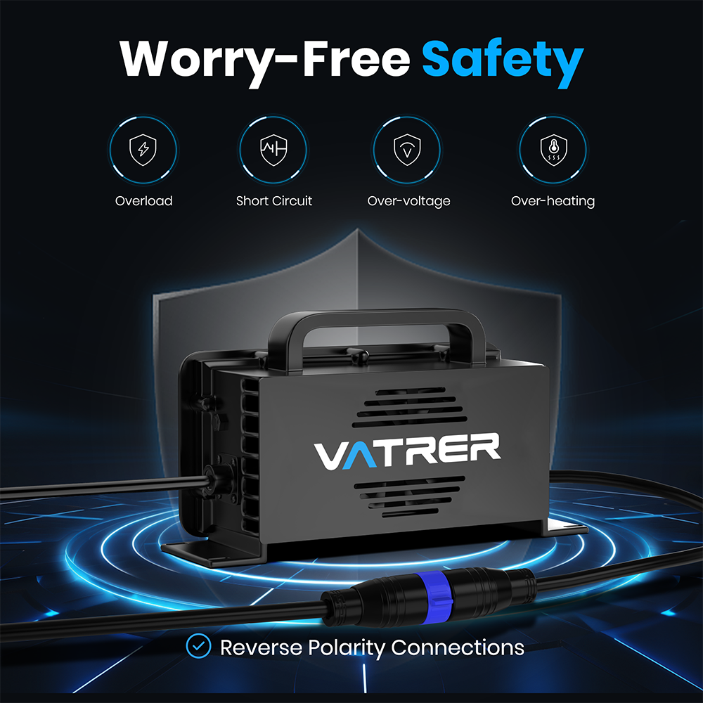 Vatrer  58.4V 20A AC-DC Charger for 48V Lithium Charging Safety