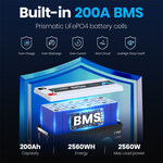 Vatrer 12V 200Ah Bluetooth Self-Heating Lithium Battery 200A BMS