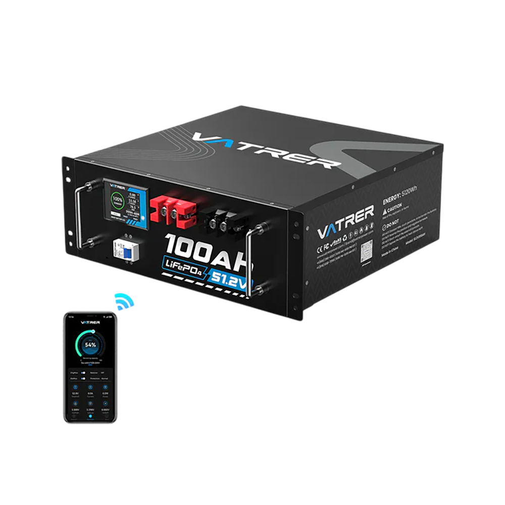 Vatrer 48V 100Ah Server Rack Bluetooth Battery