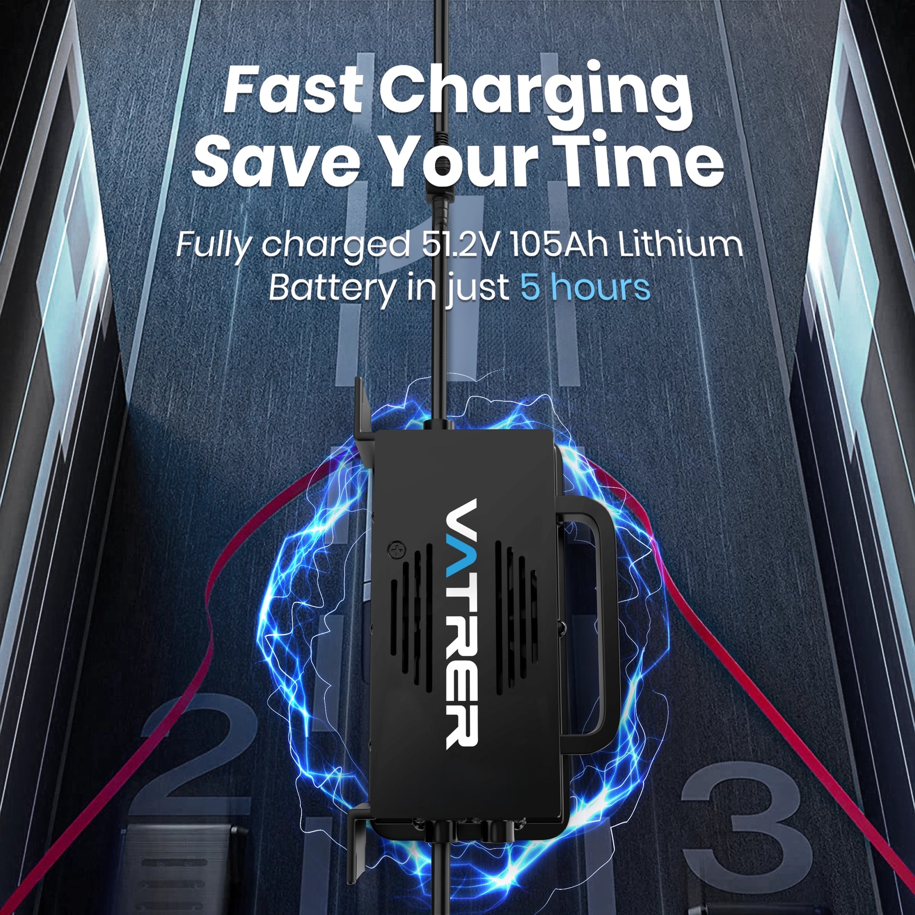 Vatrer 58.4V 20A Intelligent AC-DC  48V Golf Cart  LiFePO4 Battery Charger 15